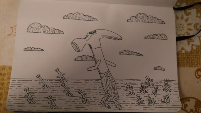 Ink running hammer illustration