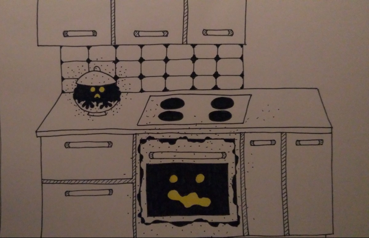 Ink creepy dinner illustration