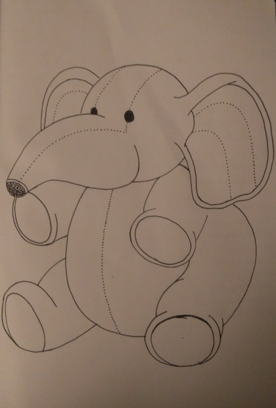 Elephant puppet ink illustration